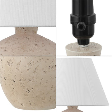 Myron 18" Minimalist Scandinavian Concrete Effect Resin/Iron LED Table Lamp - JONATHAN Y